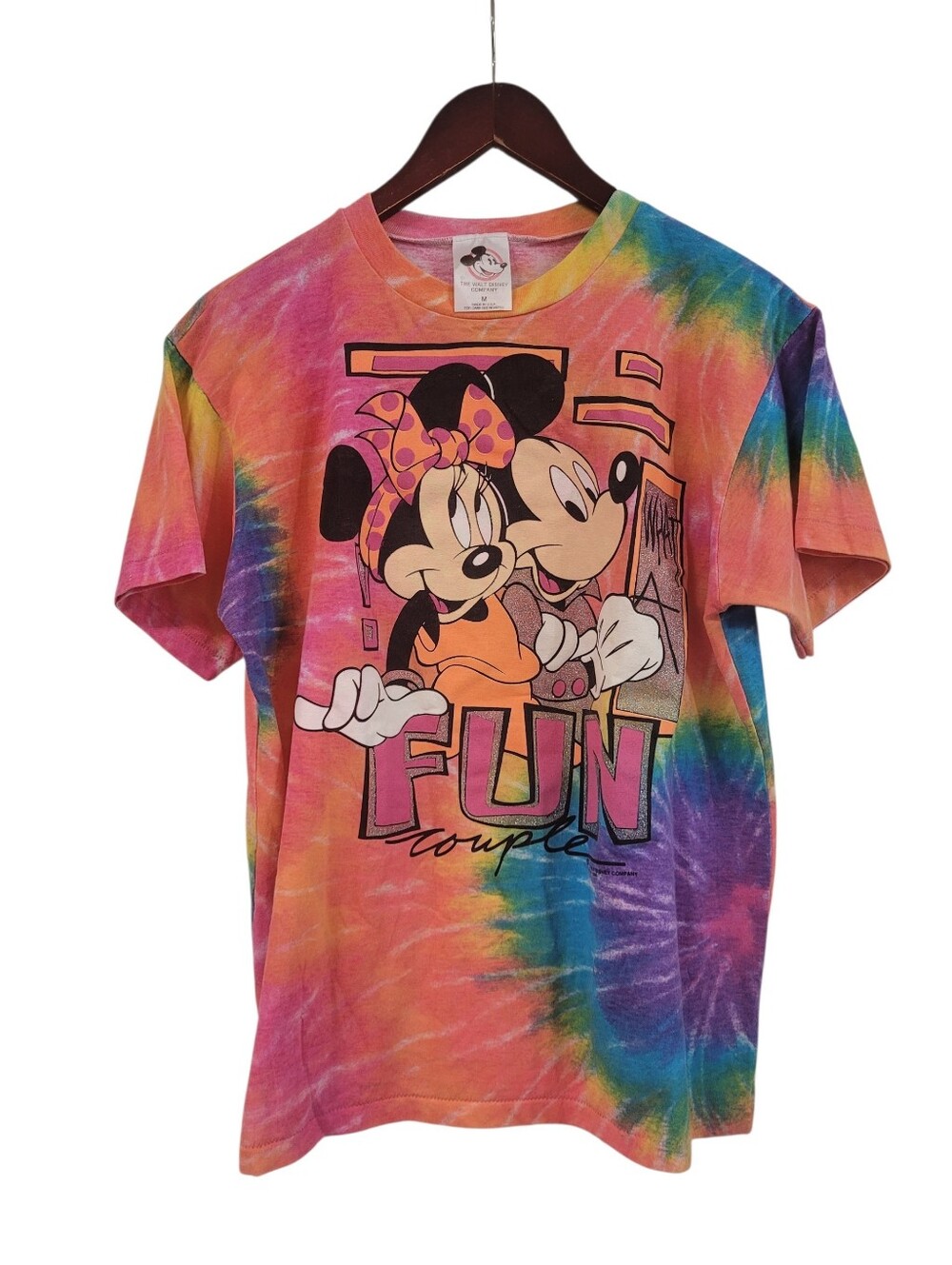 Vintage 90s Disney Mickey Minnie Mouse Tie Dye TShirt Medium Disneyland Made USA